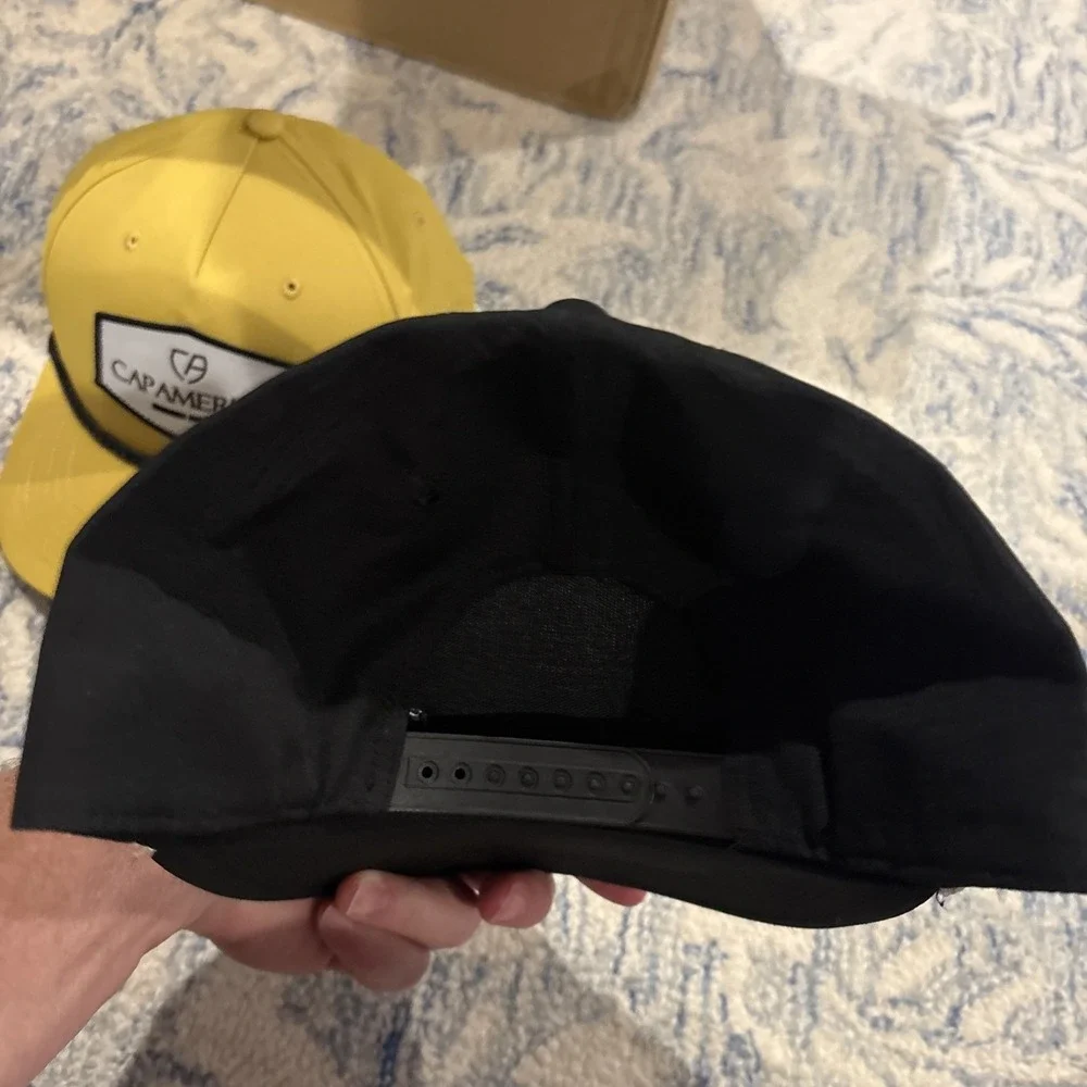 2 Cap Bundle Cap America hat, Dri-Fit Golf , Black Cap, Mustard Cap, Adjustable